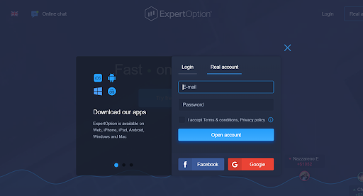  Expert Option Review - Open an account