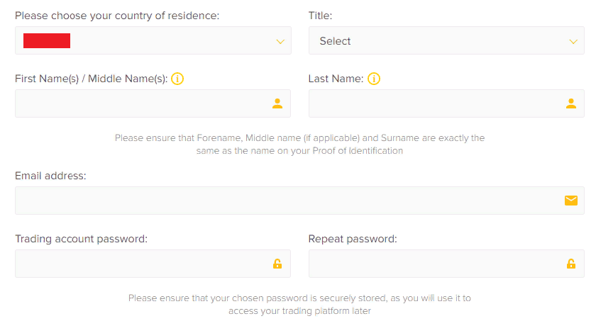 Infinox Review - Basic registration form