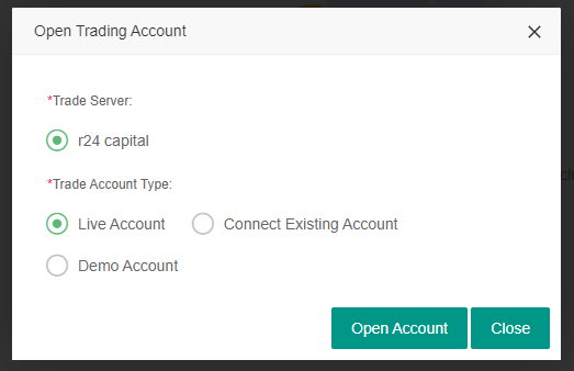 Review of R24 Capital Group’s User Account — Opening a live account