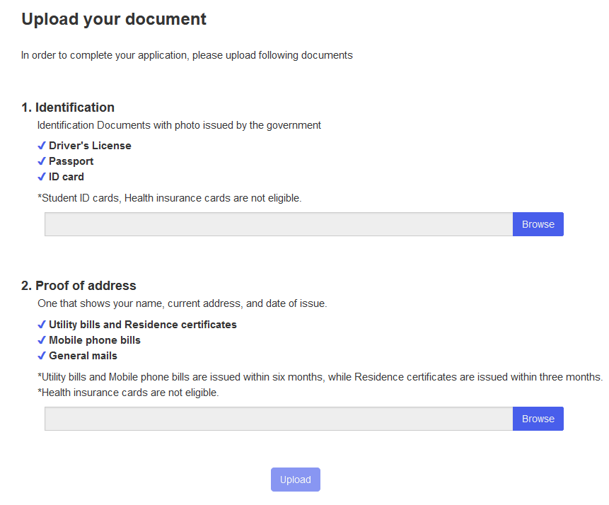 Review of MYFX Markets’ User Account — Upload documents for verification