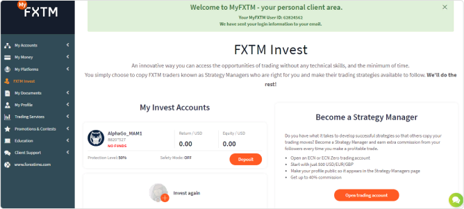 FXTM Invest Settings