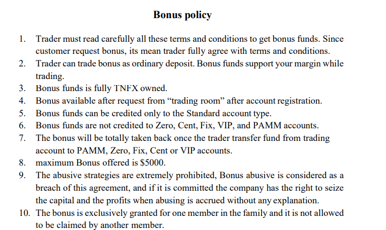 Бонусы TNFX - Deposit Bonus