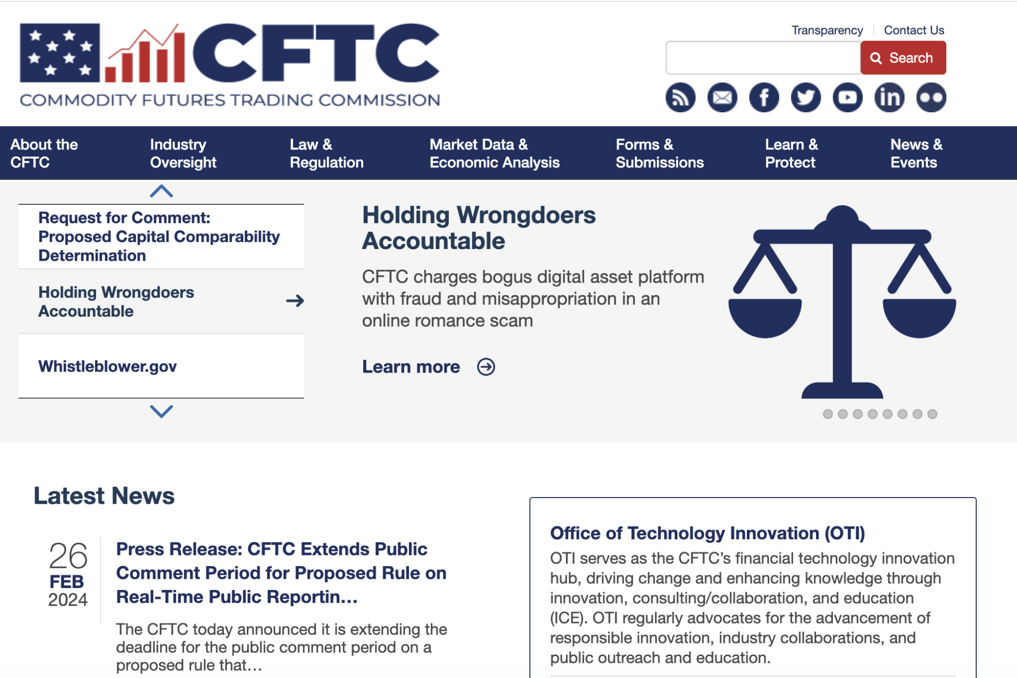Commodity Futures Trading Commission's website