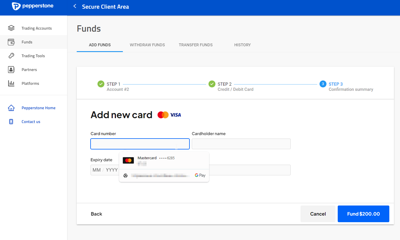 El proceso de depósito de fondos en su cuenta de corredor de divisas a través de Google Pay