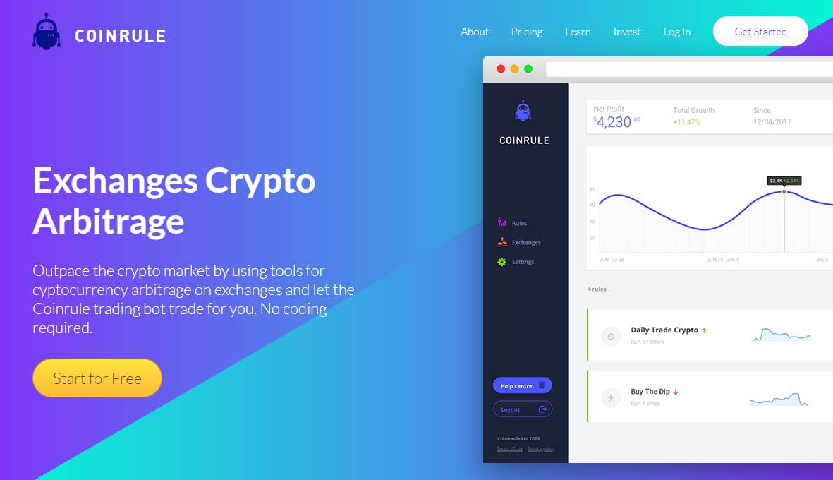 Coinrule platform looks clean, user-friendly and intuitive