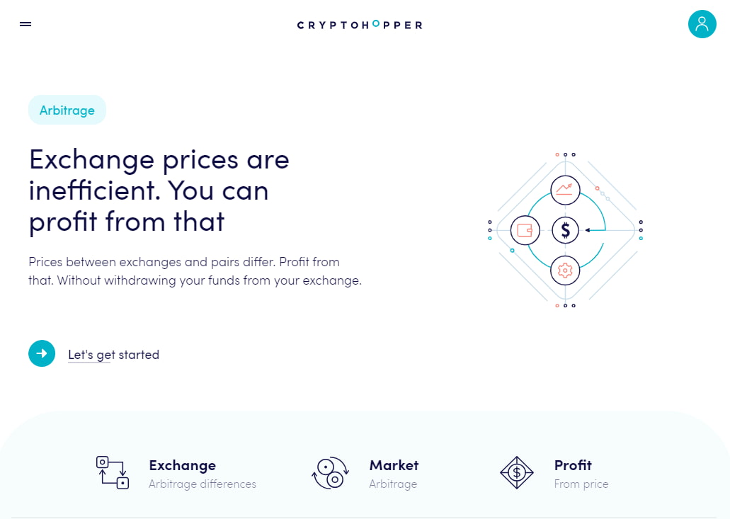 Cryptohopper memungkinkan Anda mendapatkan keuntungan dari harga exchange yang berbeda tanpa menarik dana dari exchange Anda