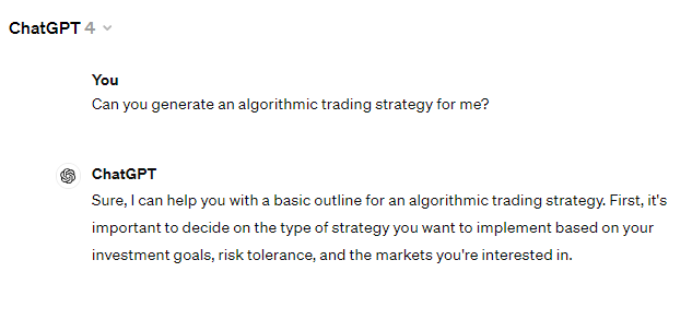 Using ChatGPT to create an algorithmic trading strategy