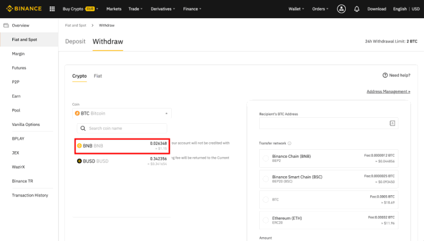 How to Withdraw Binance Coin from Binance