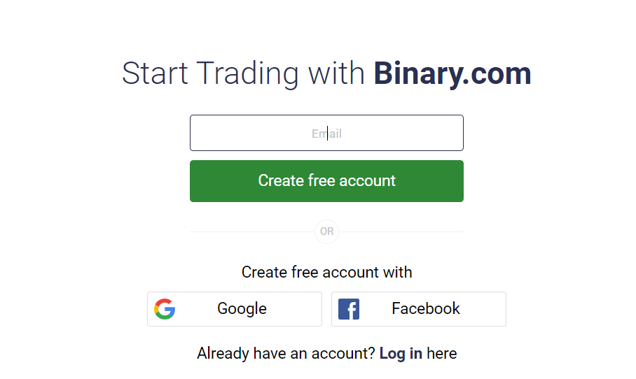 Binary.com Gjennomgang - Opprett gratis konto