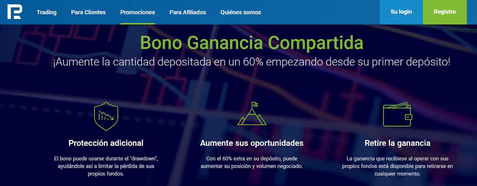 Bono de participación en las ganancias en la página de RoboForex