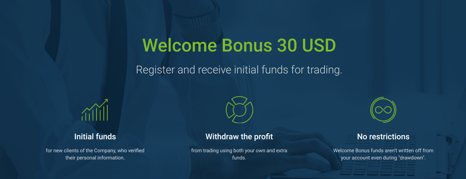 Welcome Bonus di laman web RoboForex