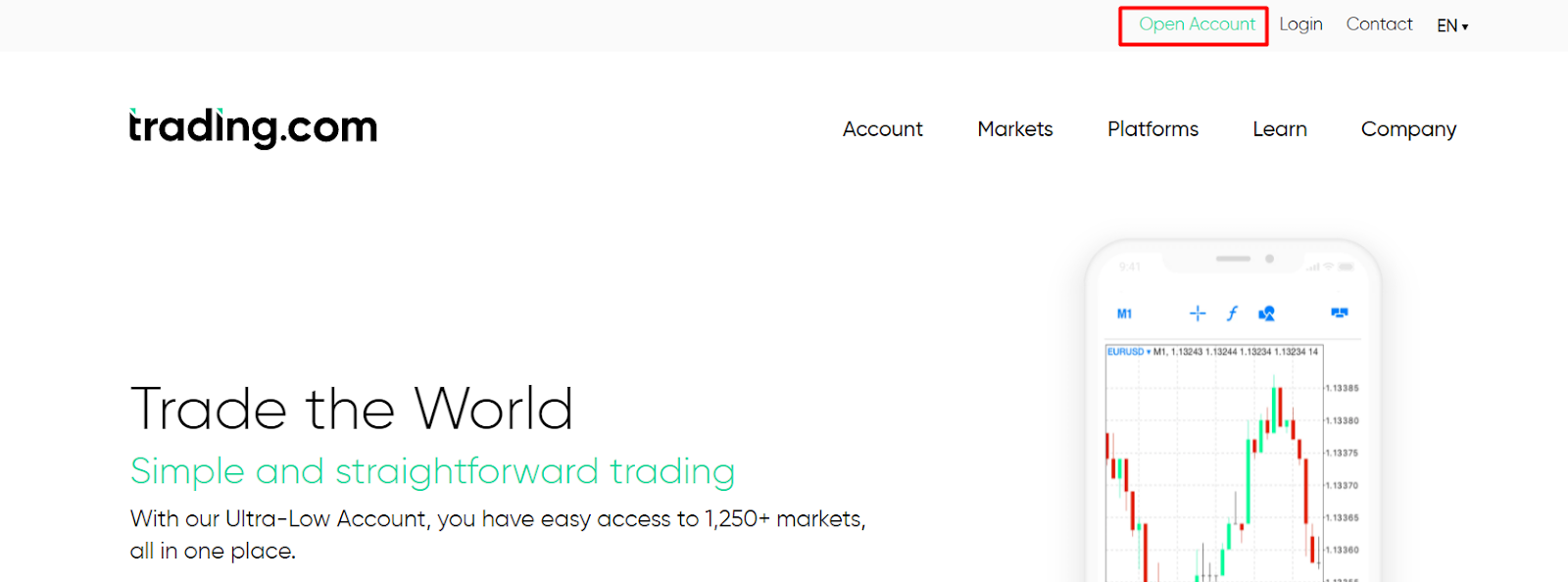 Trading.com Review - Account opening