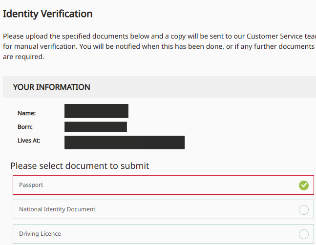 Review of Axi Select’s User Account — Pass verification