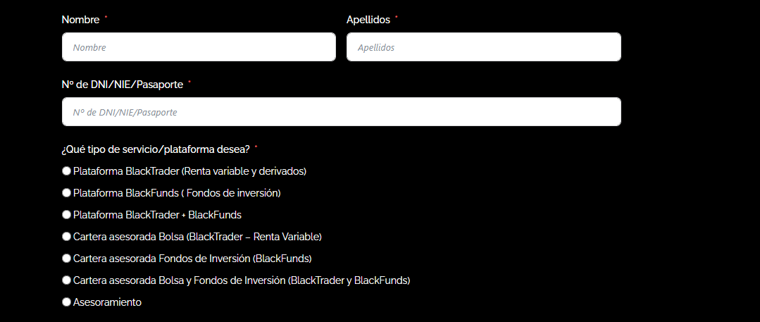 Review of Blackbird’s User Account — Enter your personal data