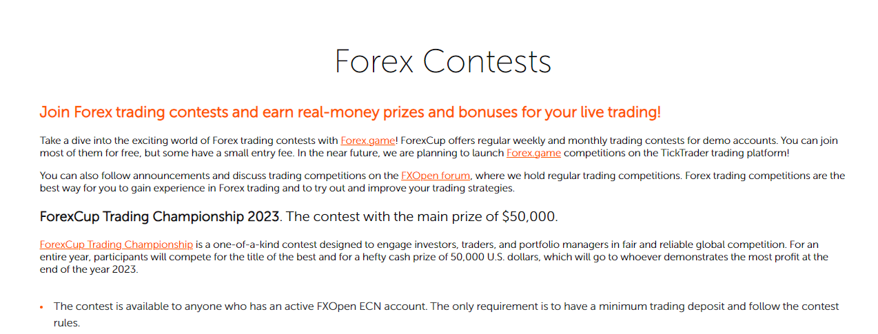 Review of FXOpen – Forex contests