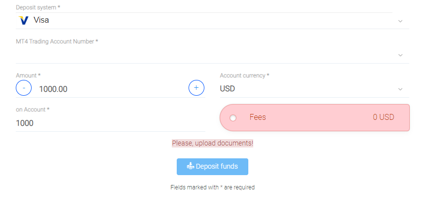 Revisión de la cuenta de usuario de AdroFx - Depositar fondos en la cuenta