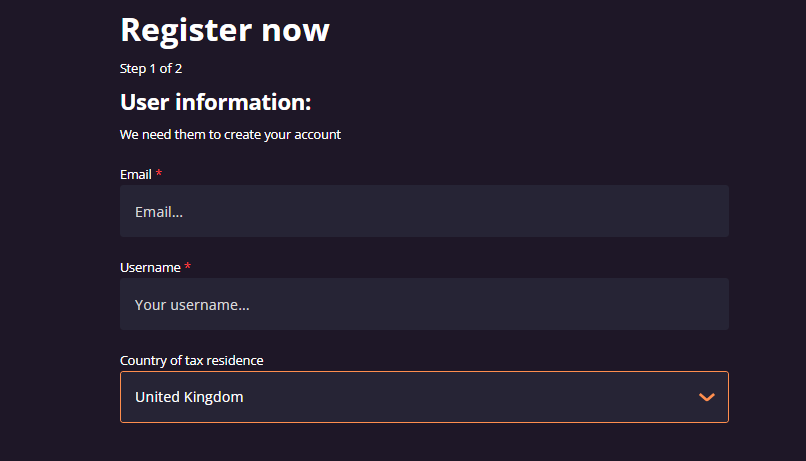 Revisión de la cuenta de usuario de Darwinex Zero- Rellene el formulario de registro