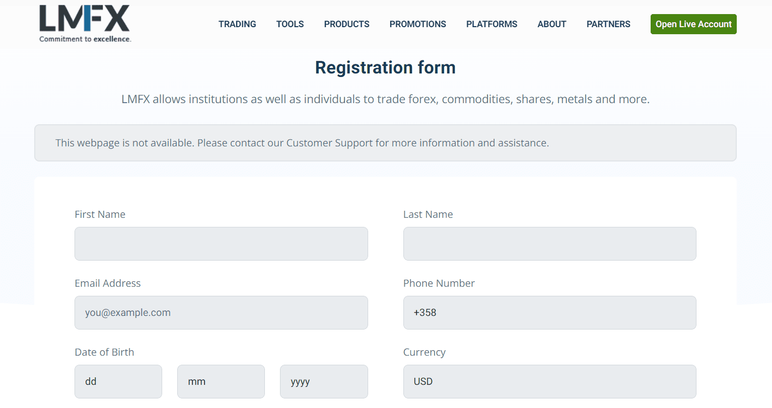 Visión general de LMFX's Cuenta de usuario - Registro