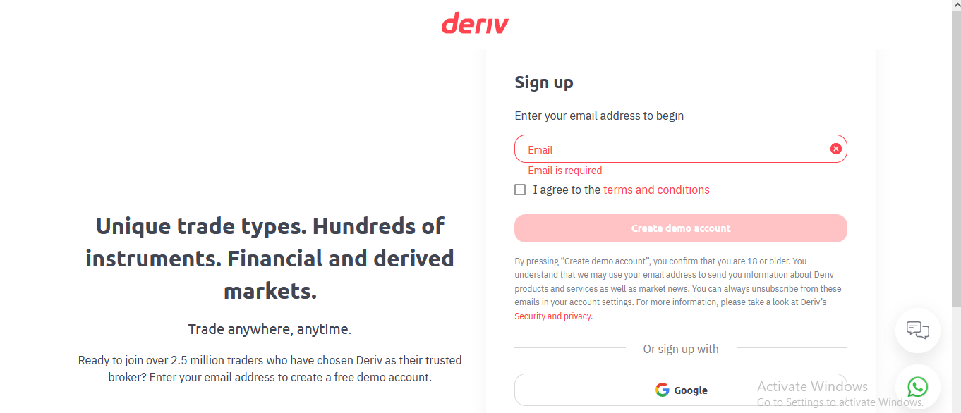Image: How to open Deriv demo account