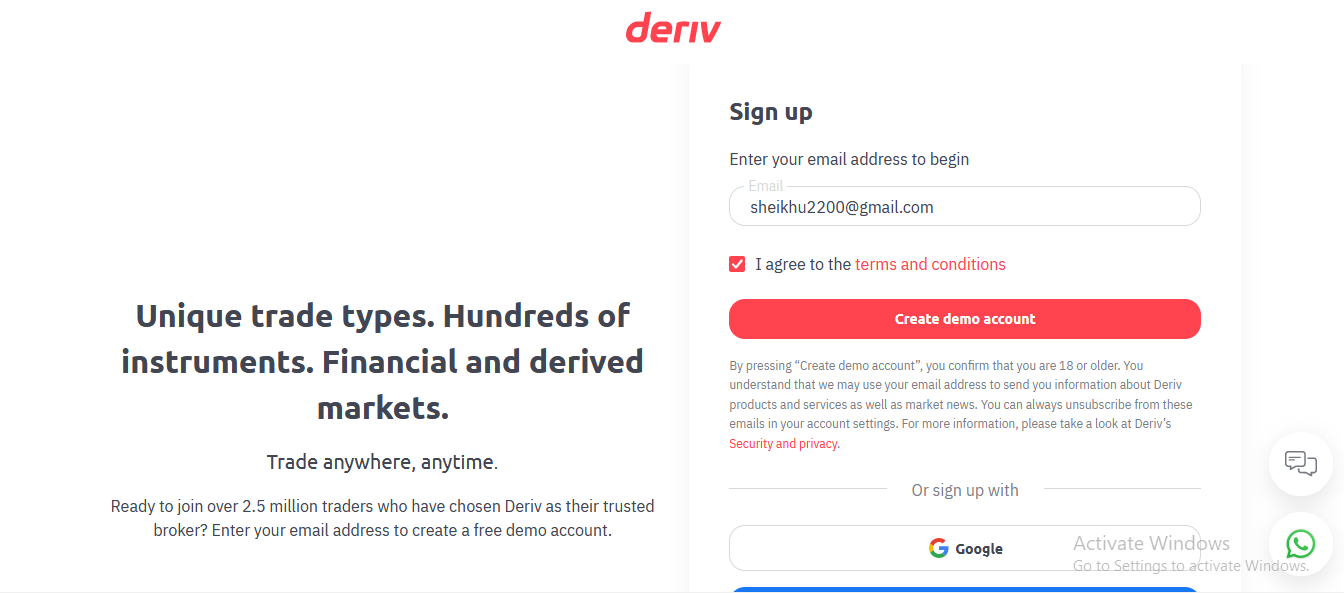 Image: How to open Deriv demo account