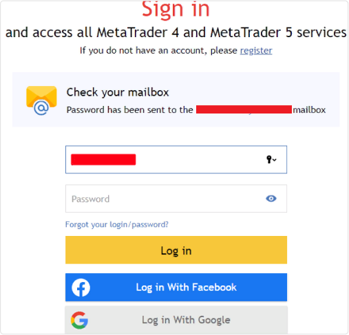 Signing up at MQL5 - The Log In button