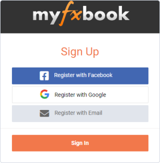 Opening account on MyFXbook