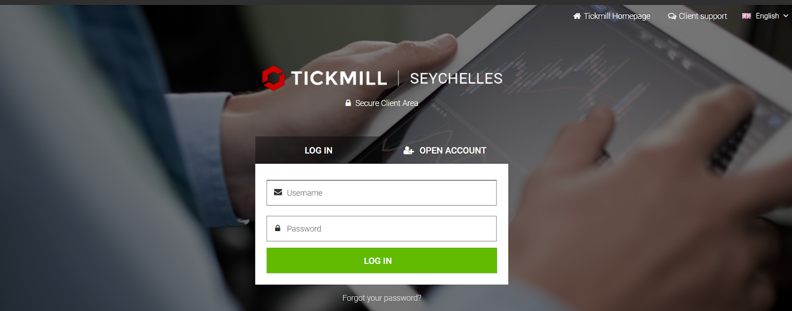 Funds Withdrawal in Tickmill - Log in