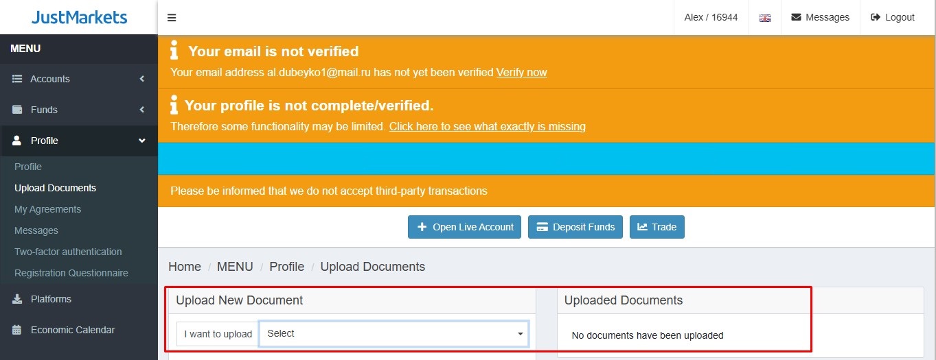 JustMarkets verification