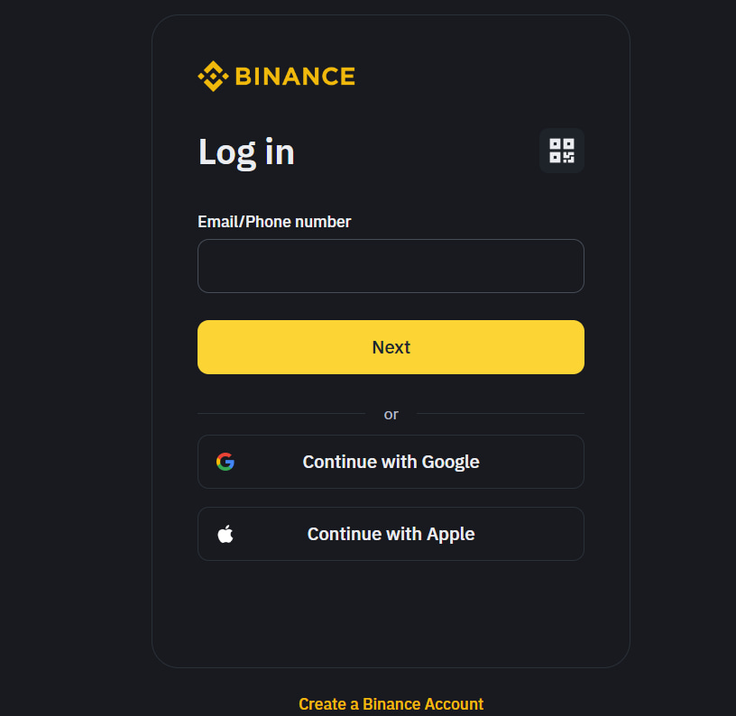 вход на BInance