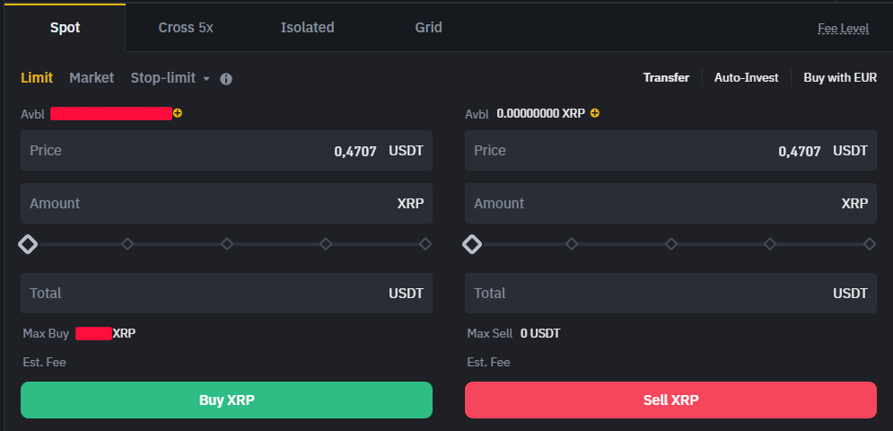 Покупка XRP на Binance