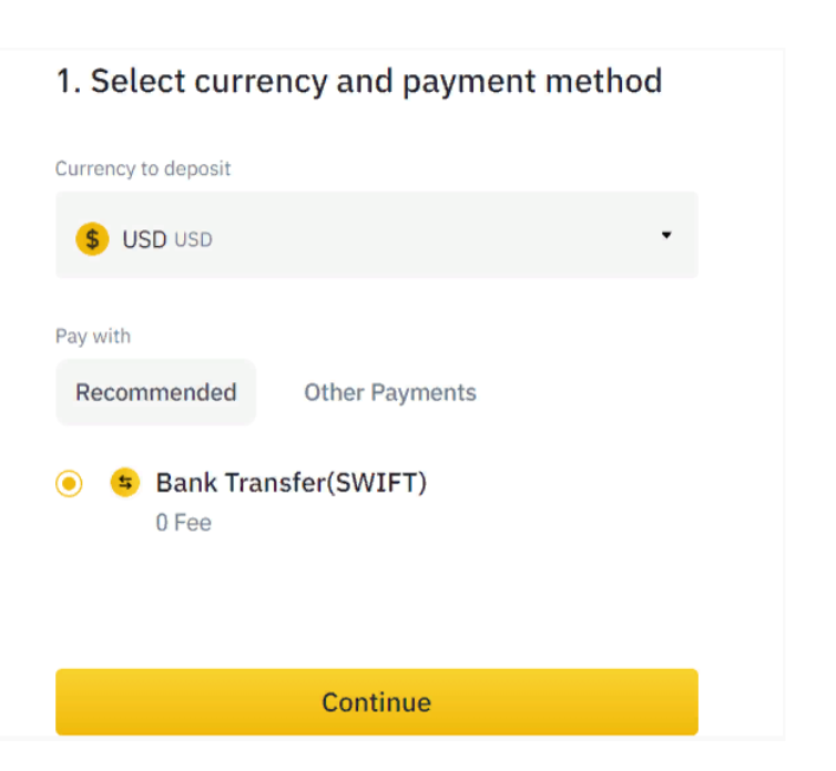 Пополнение счета на Binance
