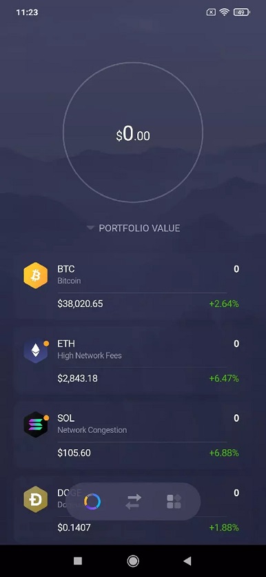 Интерфейс кошелька Exodus Wallet