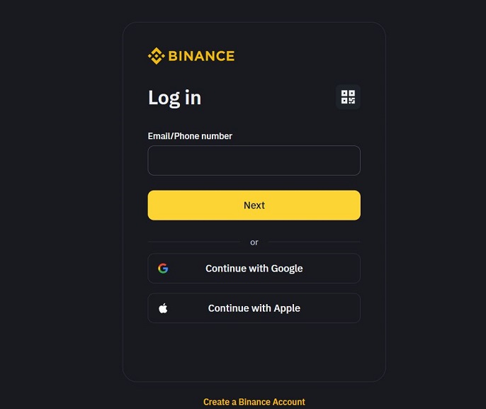 Вход в Binance