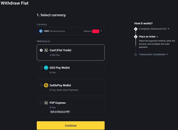 Вывод фиата на Binance