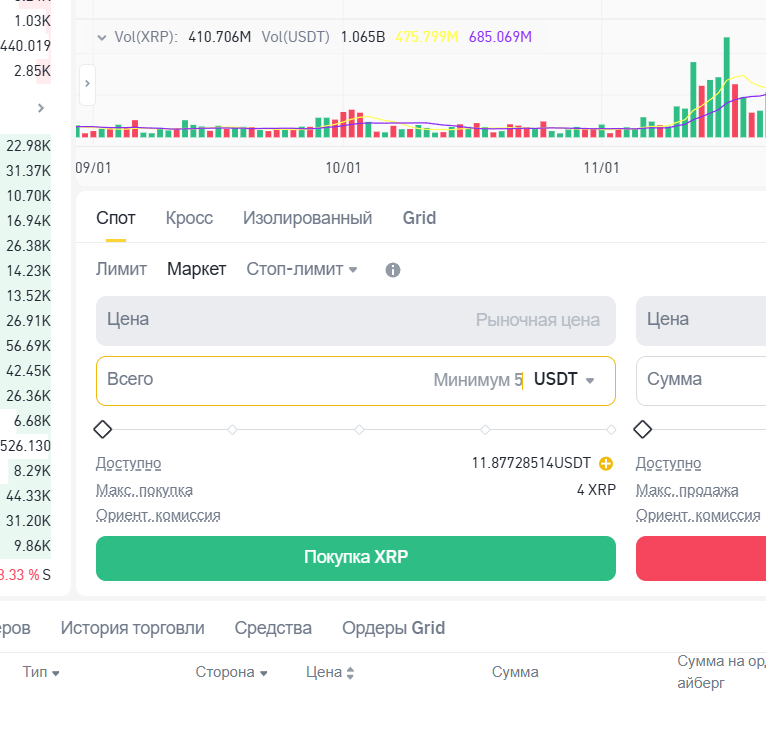 Покупка криптовалюты на Binance