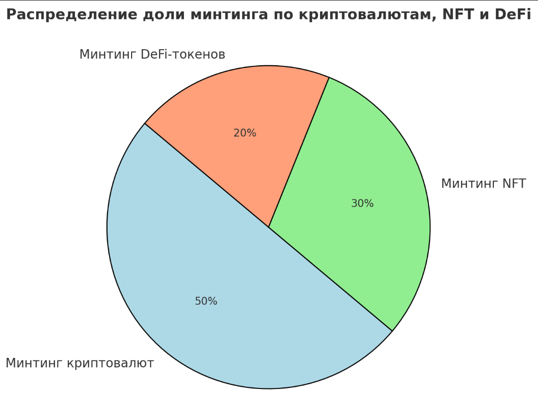 Распределение доли минтинга по разным криптоактивам