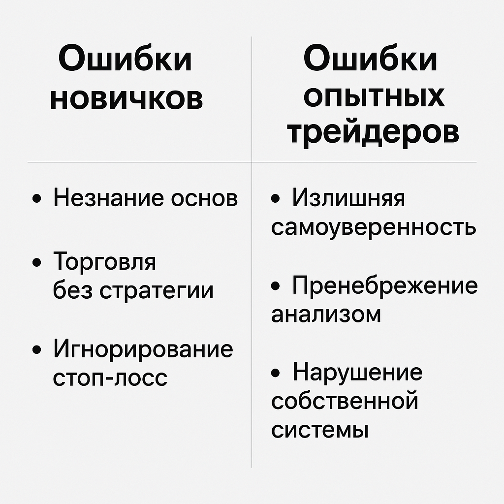 Ошибки новичков и опытных трейдеров