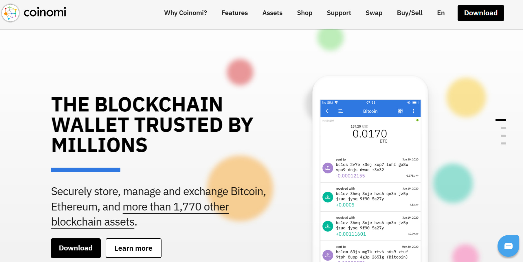 Криптовалютный кошелек Coinomi