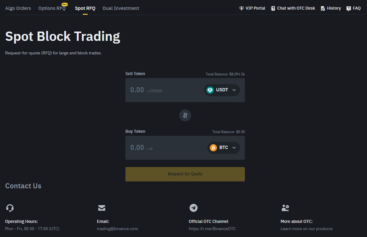 OTC Desk на Binance