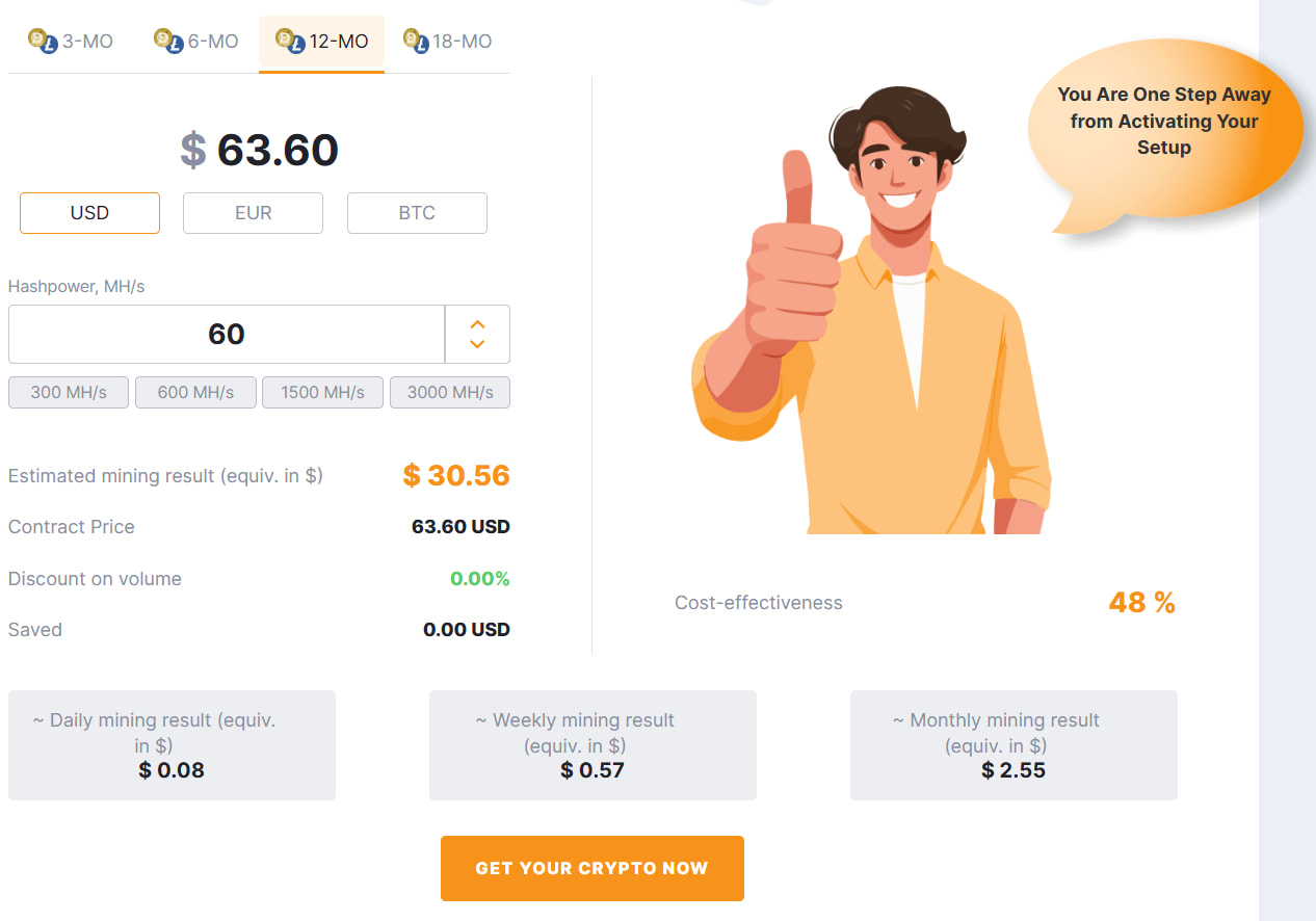 Калькулятор доходности Hashing24