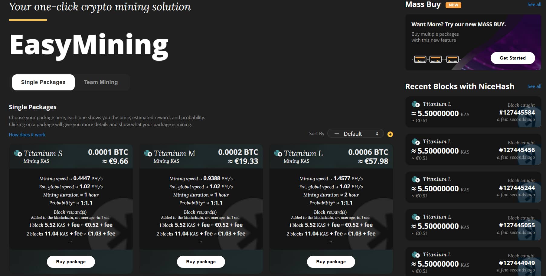 Условия облачного майнинга на платформе EasyMining от NiceHash
