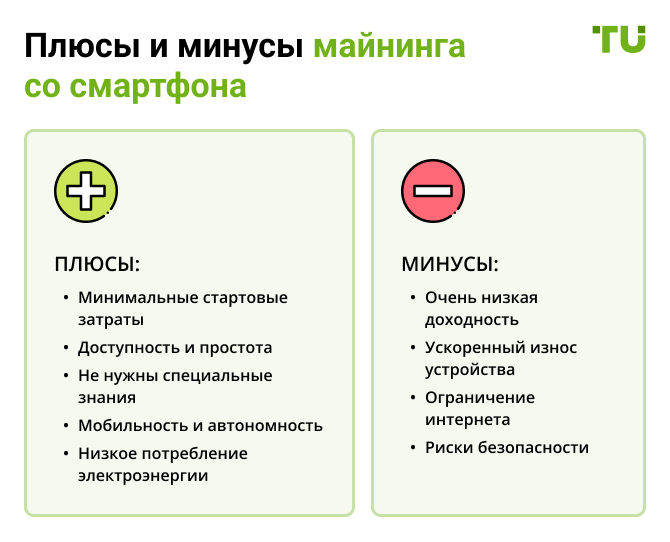 Плюсы и минусы майнинга со смартфона