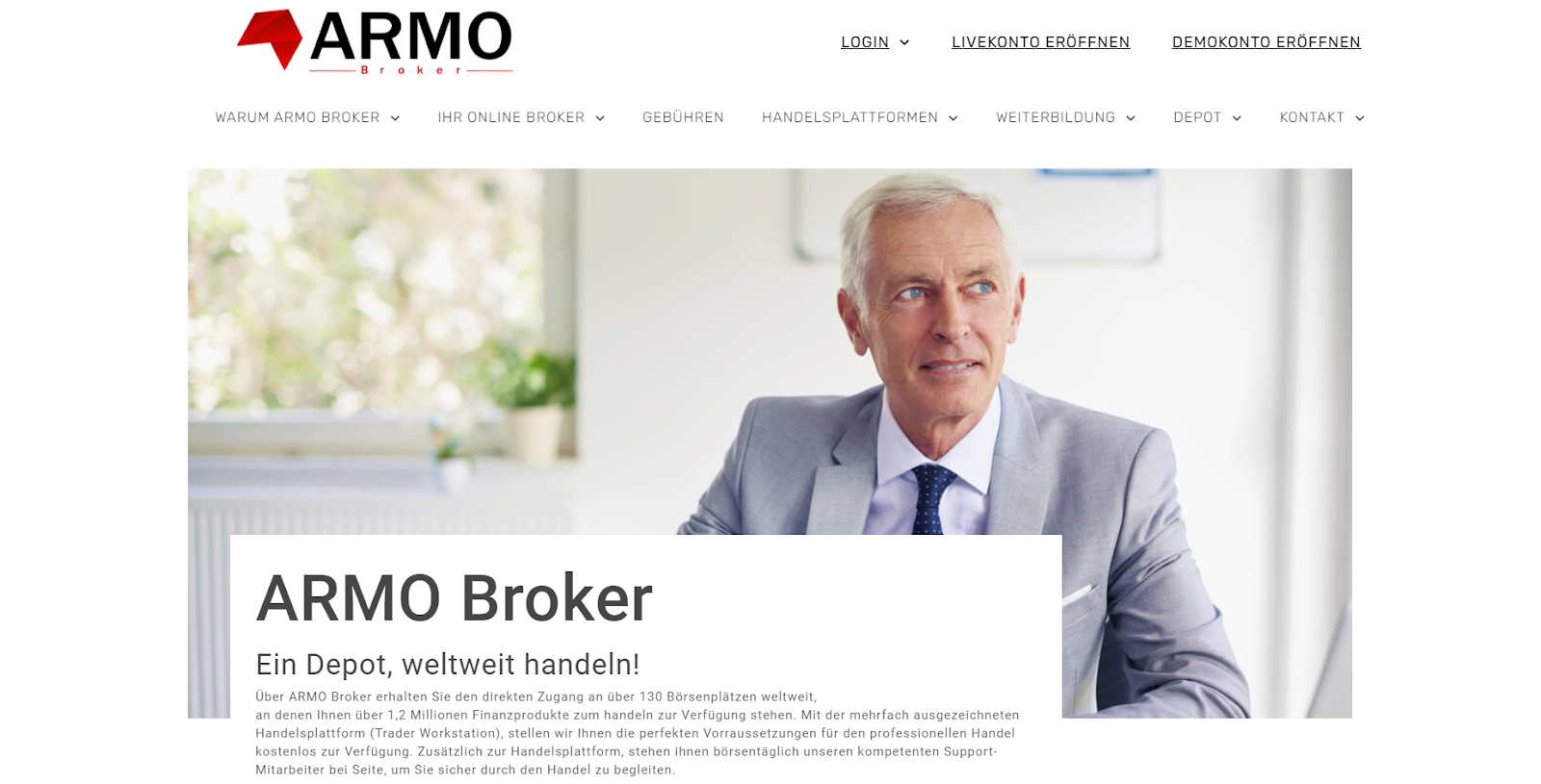 Обзор ARMO - Открытие торгового счета