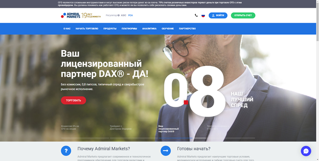 Регистрация на сайте Адмирал Маркетс