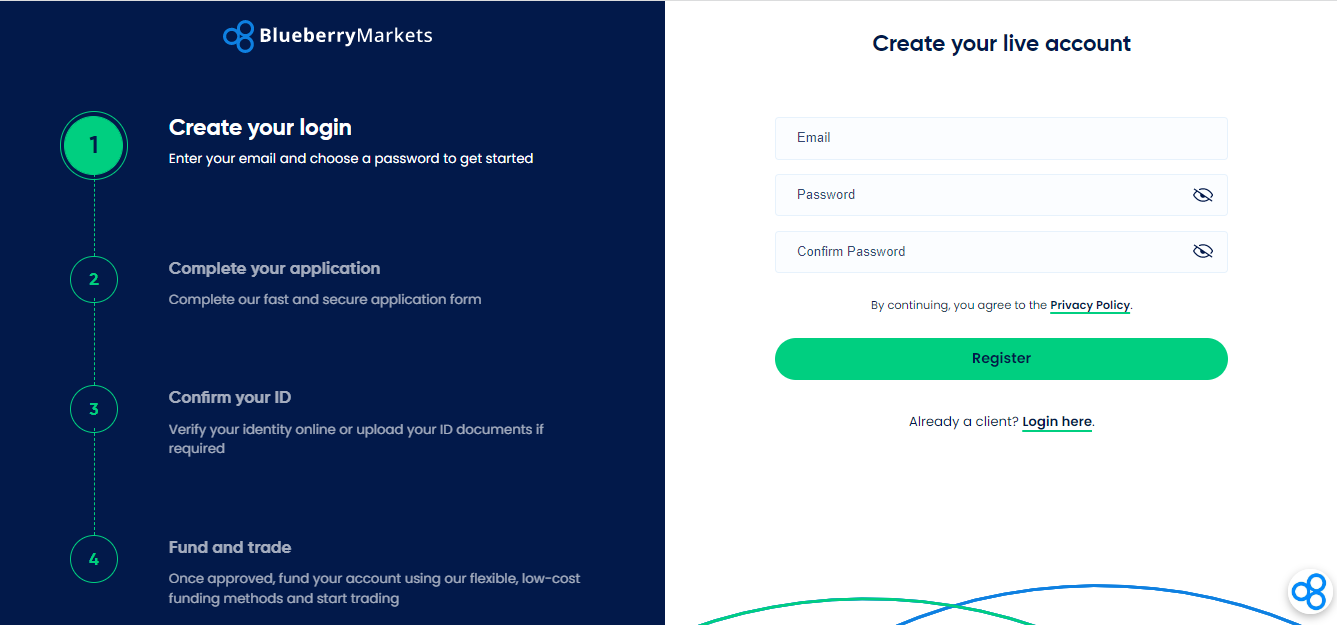 Обзор Blueberry Markets — Запуск регистрации