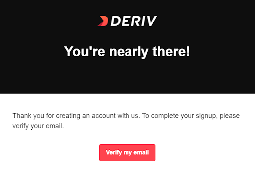 Обзор Deriv — Подтвердить регистрацию через электронную почту