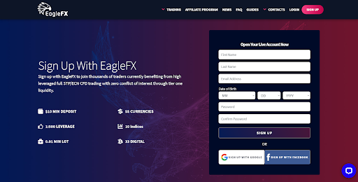 Обзор Eagle FX — Регистрация