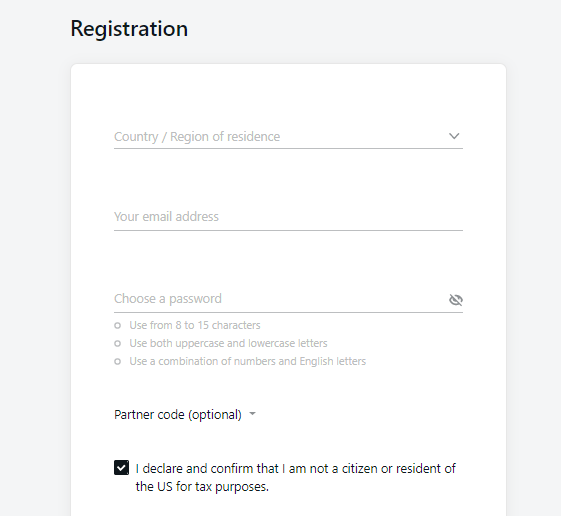 Обзор Личного кабинета Exness - Регистрационная форма