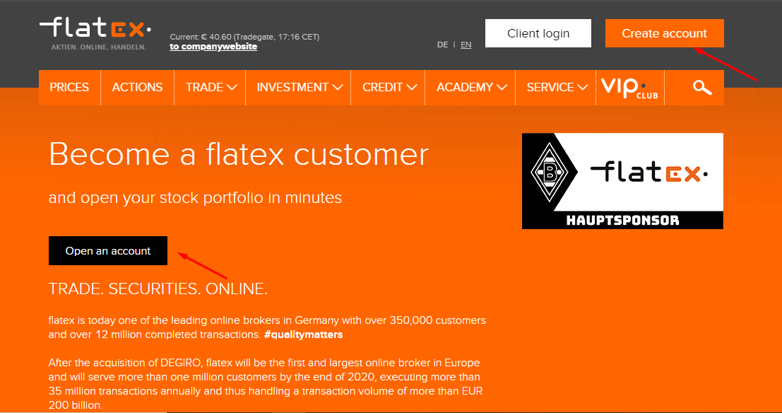 Обзор Flatex - Открытие счета