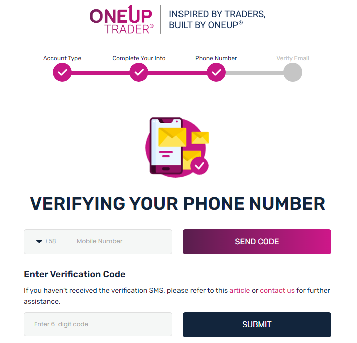 Обзор OneUp Trader - Внесение персональных данных